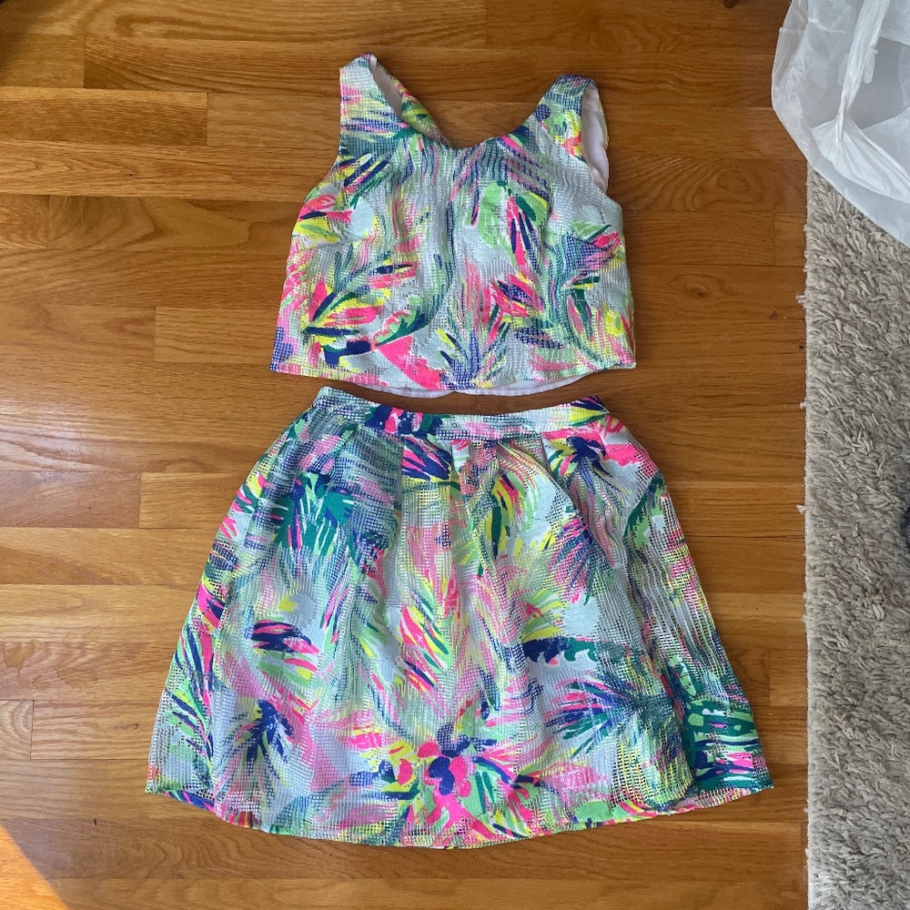 Lilly Pulitzer crop and skirt set size 00